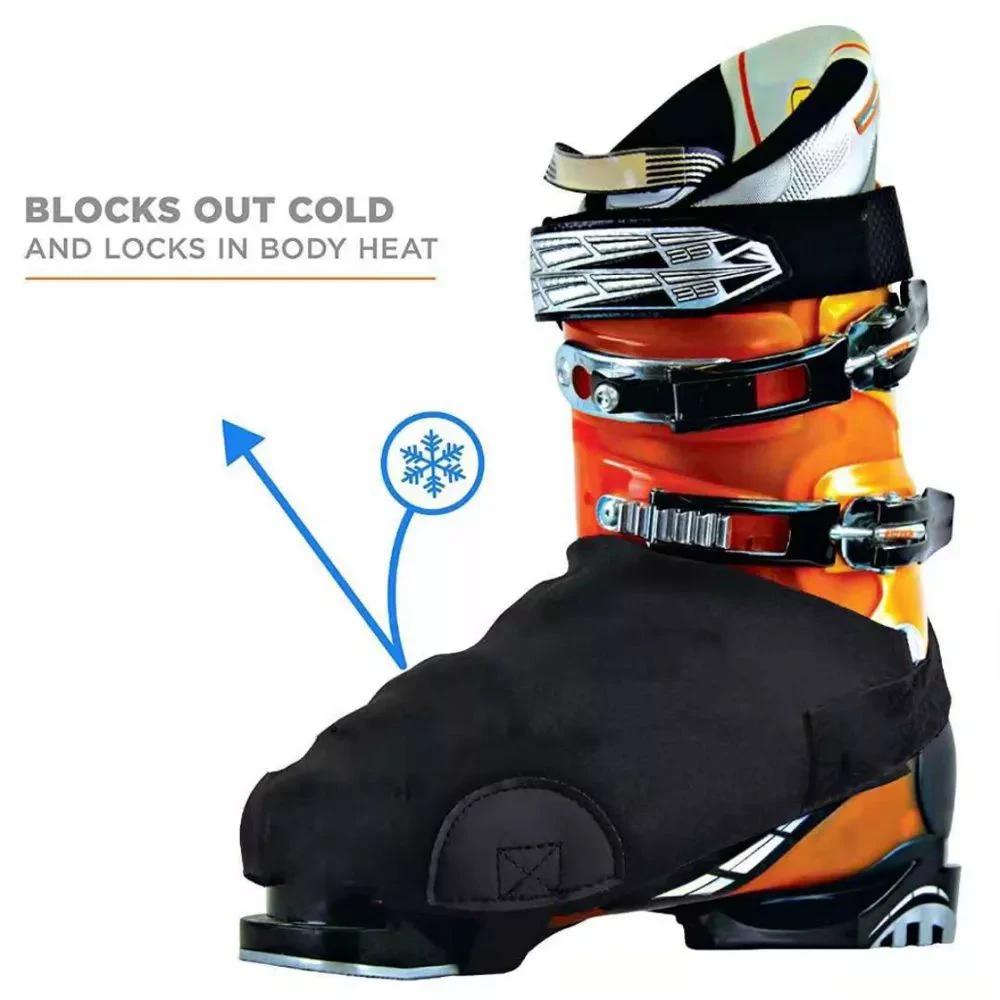 Ouble 방수 따뜻한 스키 신발 커버, 블랙 스노우 부츠 커버, 보호